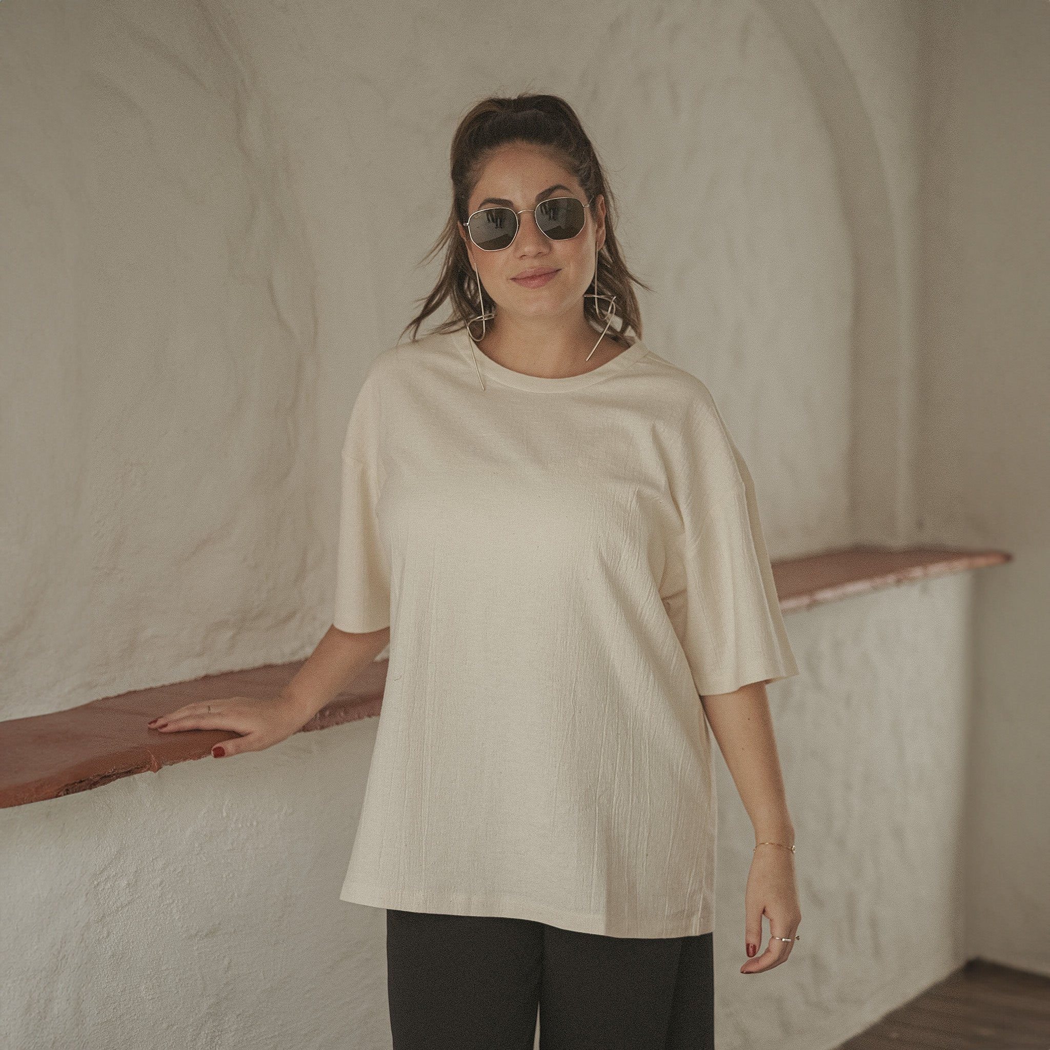 Camiseta Oversized Areia