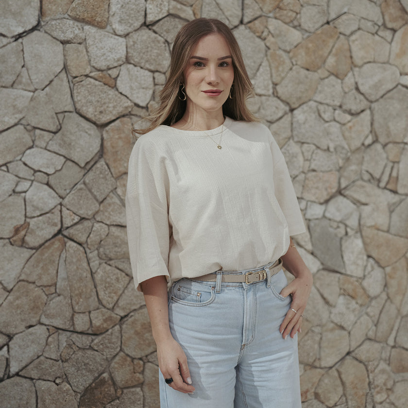 Camiseta Oversized Areia