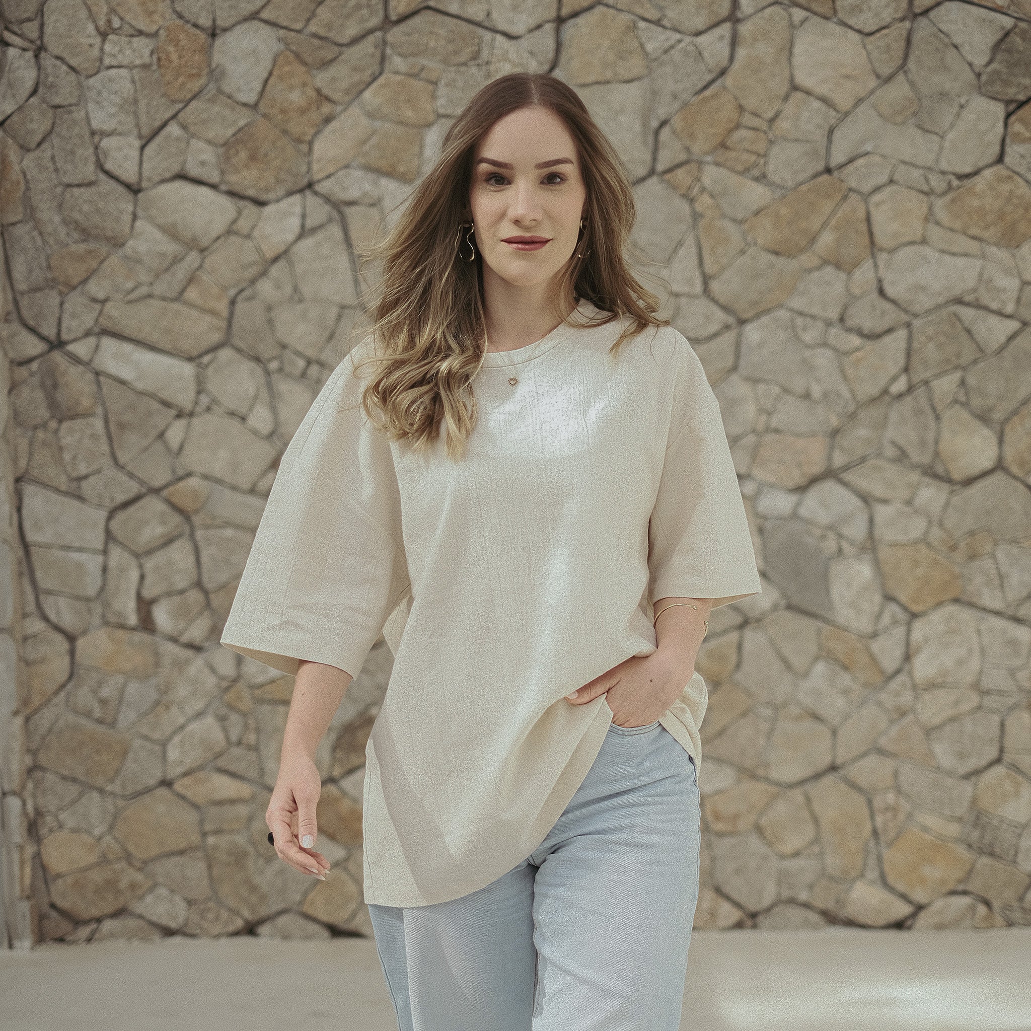 Camiseta Oversized Areia
