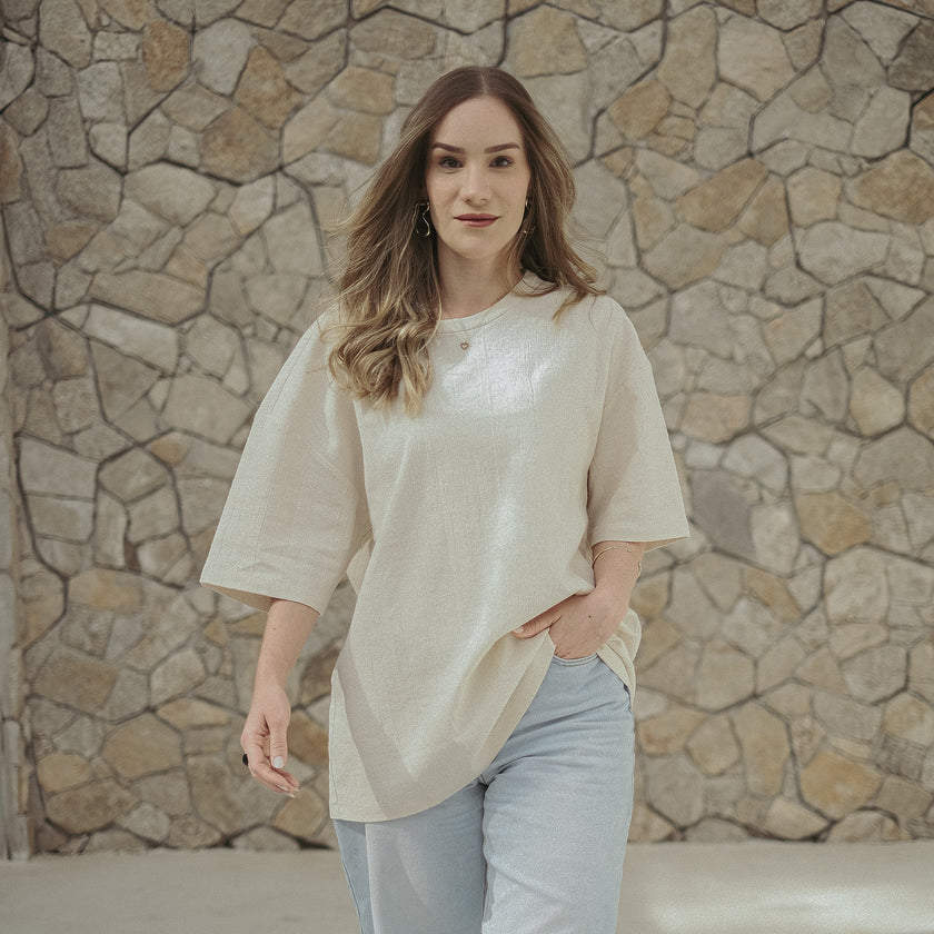 Camiseta Oversized Areia